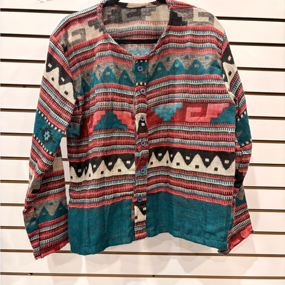 Colorful Geometric Pattern Cardigan